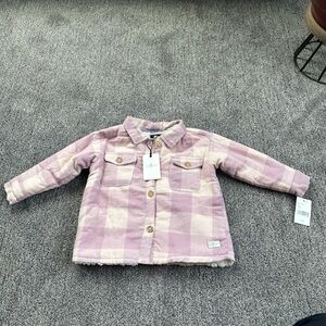 7 For All Mankind Mauve Plaid Sherpa Shirt Jacket – NEW with Tags – 24M